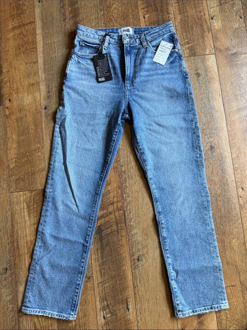 PAIGE BILLY High-Rise Straight Leg Jeans in Light Blue size 26